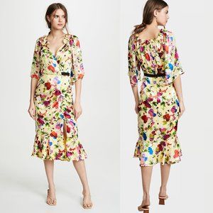 SALONI Olivia-B Silk Bright Floral Midi Dress NWT
